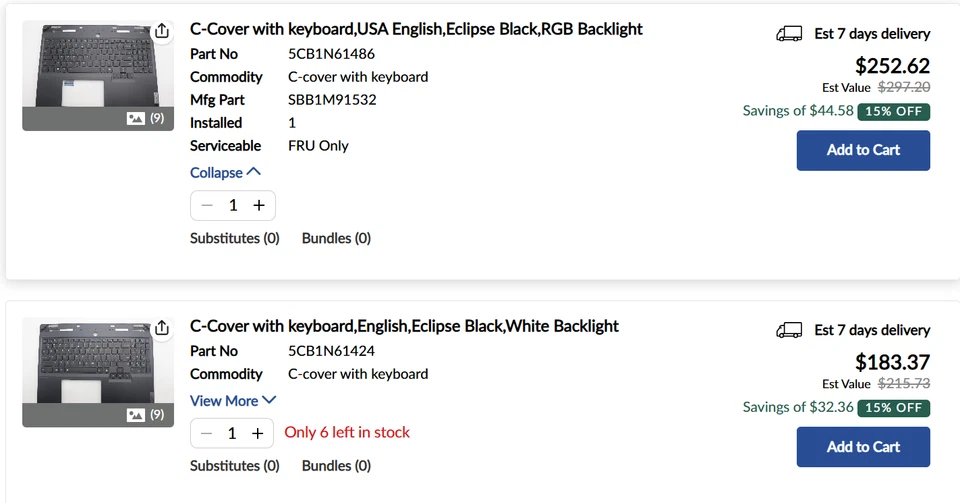 Lenovo Legion 16IRX9 C-Cover con teclado, EE. UU. Inglés (Referencia: 5CB1N61486) Foto 3 de 3