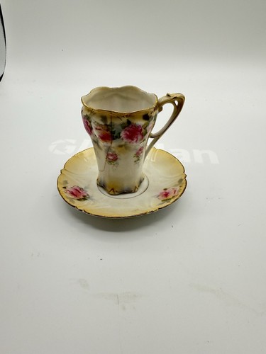 RS Prussia Teacup Cocca Cup Saucer Beautiful Floral Germany tag Floral
