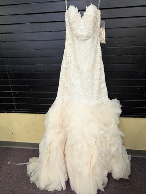 K Maggie Sottero Couture Paulina 5MS162 Ivory Over Light Gold Fit & Flare Dress