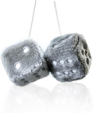 Fuzzy Dice For Car Mirror Pair 3 Gray Soft Retro Plush Dice Car Interior Acces