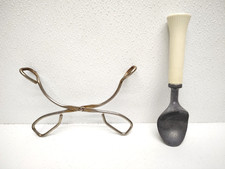 LOT OF 2 Vtg Retro White Handle Ice Cream Scoop & Tongs Made in USA