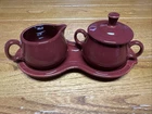 Fiestaware by Homer Laughlin Cinnabar Cream & Sugar + Underplate 2000-2010