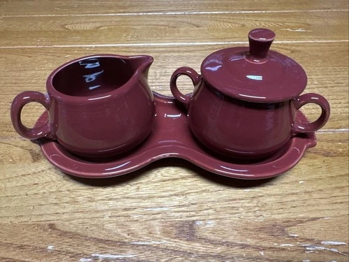 Fiestaware by Homer Laughlin Cinnabar Cream & Sugar + Underplate 2000-2010