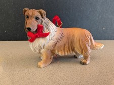 Rough Collie Dog Resin Figurine, Christmas Ornament, Collectible