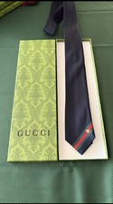Blue Gucci Bee Pattern Silk Tie