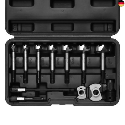 Mayouko 12-Piece Forstner Bit Set, 10-40 mm, Wood Boring Bits, with Adapter