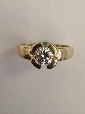 585 Goldring Solitär Diamant ca. 0,75 1,0 ct | 5,7 5,9 mm | ca. 3,7 g | 3 Punzen