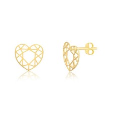 14k Gold Heart Shape Stud Earrings for Girls Small Jewelry