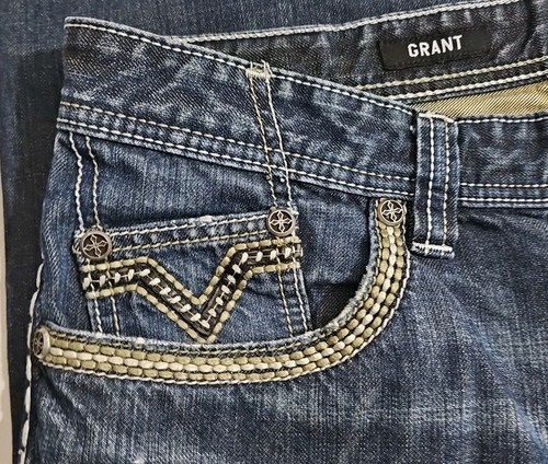 AFFLICTION Black Premium Blue Jeans Men's 38 GRANT Straight Leg BUCKLE Exclusive - Picture 8 of 10
