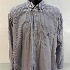 Chaps Ralph Lauren Shirt Mens XL 16 34/35 Blue White Stripe Button Down Cotton