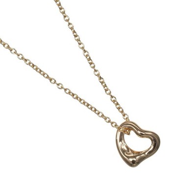 TIFFANY&Co. 0.3'' model Open heart Necklace K18 Pink Gold 1.6g Women
