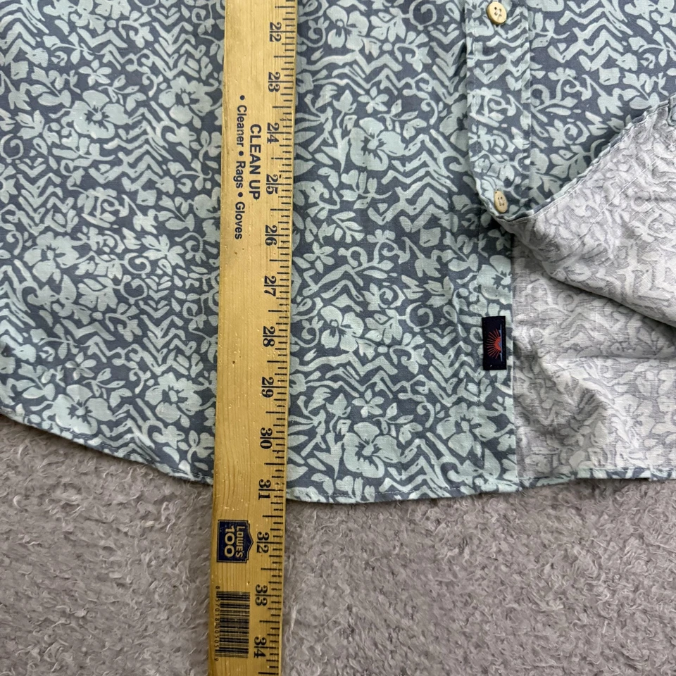 Faherty Shirt Mens XL Blue Breeze Floral Hawaiian Hemp Blend Tropical Beach - Image 4 of 4