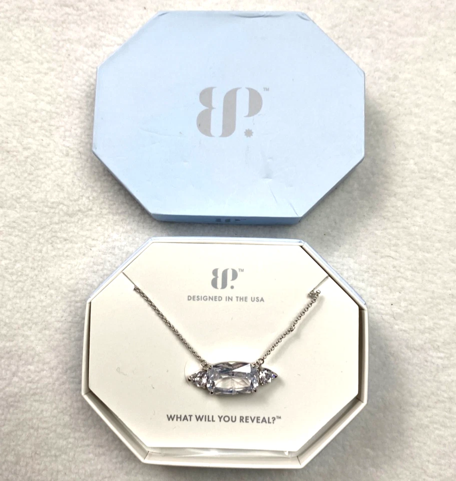 Collar BP Bomb Party Diamante Circonita Cúbica Chapado en Rodio NK22947 NUEVO CON ETIQUETAS $120 Foto 2 de 4