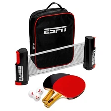 ESPN Portable Ping Pong Net with Balls, Paddles, and Travel Case