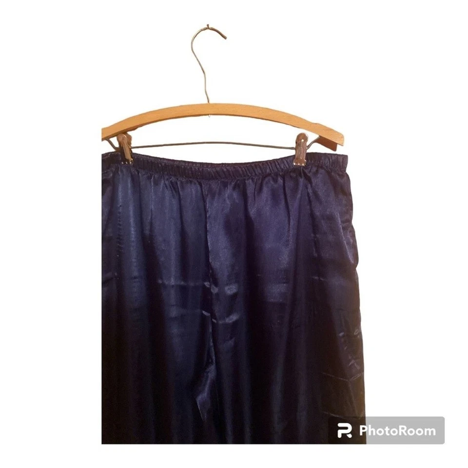 Pantalones de salón de pijama Jaclyn Smith satinado azul marino para mujer talla XL Foto 2 de 4