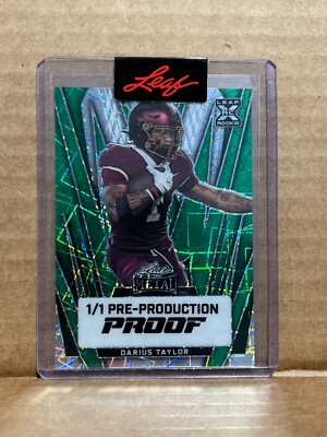 Darius Taylor 2024 Leaf Football 1/1 Pre Production Proof