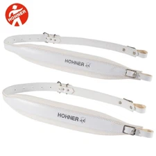 Hohner ACC12 WHITE 42" Leather Accordion Shoulder Strap - White - Made In Italy