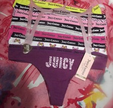 7 NEW JUICY COUTURE JC7325 7PKT SIGNATURE WAIST COTTON THONG PANTIES L