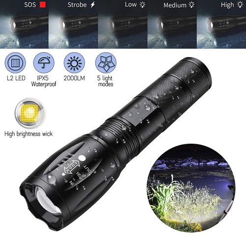 1-5 Pack Super Bright 120000LM Torch Flashlight USB Rechargeable Tactical Lights - Picture 4 of 18