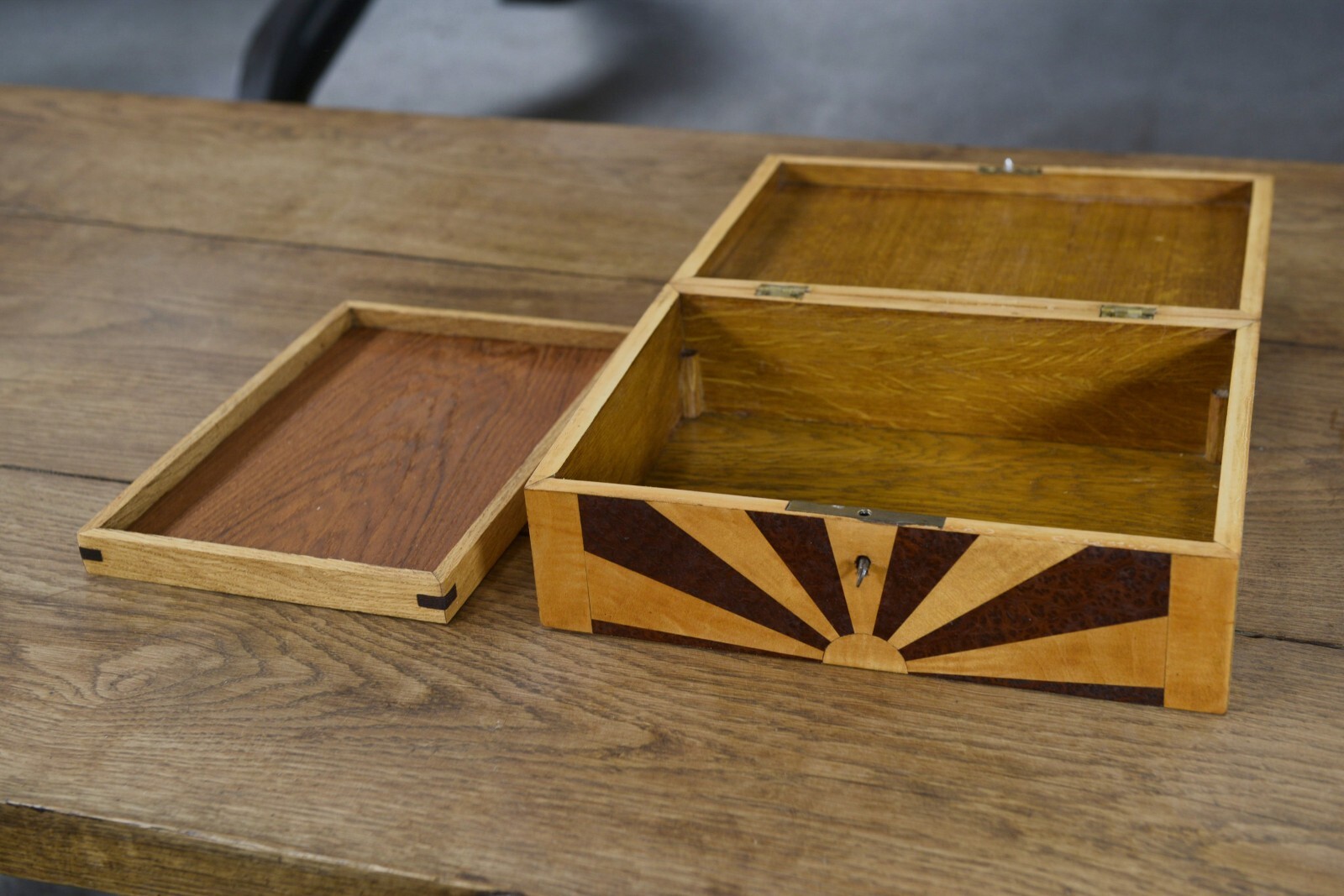 Sycamore Wavy and Walnut Bramble Marquetry Box
