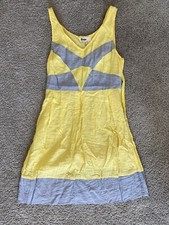 steps Womens Dress Yellow Gray Size S V Neck