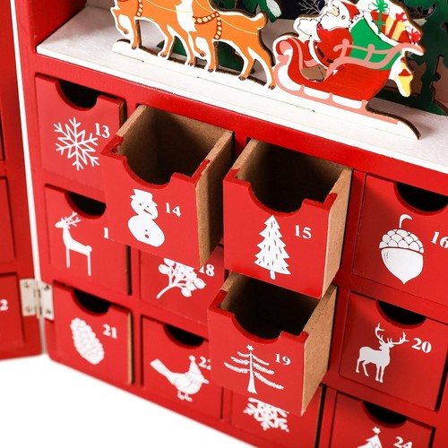 Reusable Wooden Advent Calendar to Fill - Red Christmas Book with 24 Doors - ... - Picture 4 of 6