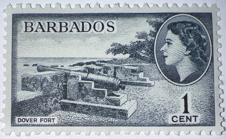 Travelstamps: 1953 БАРБАДОС МАРОК SC # 235 QE II - DOVER FORT НОВОМ MNH OG NH 1c - Изображение 2 из 4