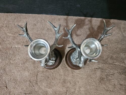 VAGABOND HOUSE PEWTER ELK CANDLESTICK CANDLE HOLDER 7" SET OF 2 - Picture 8 of 9