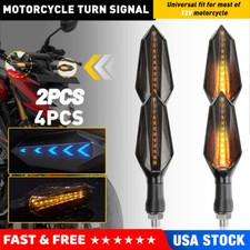 4x Motorcycle 12 Led Flowing Turn Signal Light Indicator Blinker Lamp Amberblue
