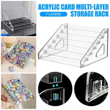 7-Tier Clear Acrylic Collector Card Display Stand Rack Shelf For Trading Cards