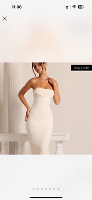 Oh Polly - Embellished Bandeau Cowl Neck Maxi Dress in Ivory White - Size  10 UK | eBay UK