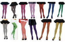 Leg Avenue Nylon Striped Tights Opaque Stockings Dance Intimates 12 Colors 7100