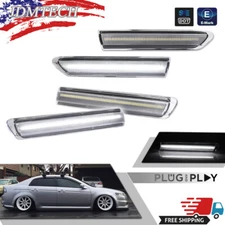 For 2004-2008 Acura TL Clear Front+Rear White LED Side Marker Lights Lamps 4PCS