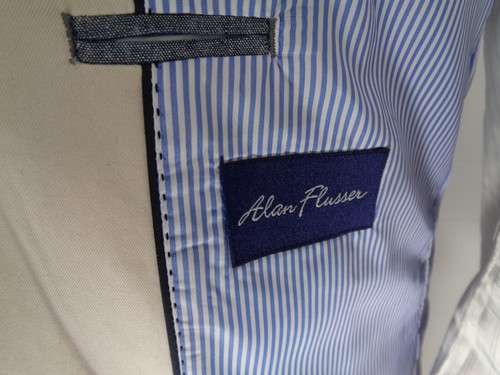 44L Men's Cotton Suit Alan Flusser Chino 2 Piece with Flat Front Pants 38X31 - Picture 22 of 24