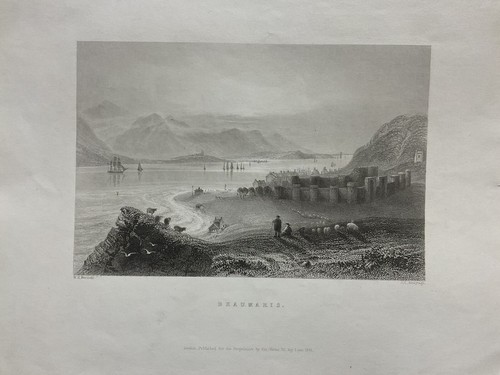Beaumaris, North Wales, Antique Print, c1842