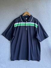 FootJoy Polo Shirt Mens 2XL Navy Stripe Preppy Resort Yacht Golf Performance