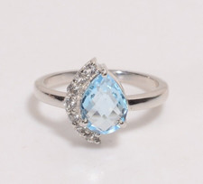 925 Sterling Silver Jewelry Natural Sky Blue Topaz Zircon Gemstone Ring 6.75 US