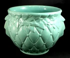 Vintage McCoy Mint Green Diamond w/ Leaves Jardiniere Great Cond. 7.5" H 9" Dia.