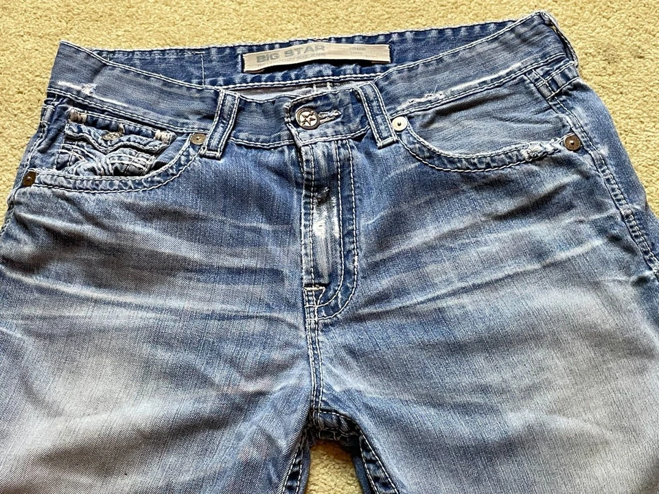 Pantalones cortos de mezclilla Big Star holgados para hombre 36 x 12" entrepierna - REPARADOS Foto 3 de 4