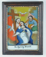 Hinterglasbild "Marienkrönung", 19. Jh., 29/23 cm alter Rahmen, Staffelseegebiet
