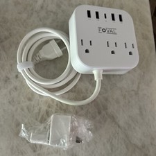 FOVALEuropean Travel Plug Adapter EU/UK/US Power Strip with USB C and 4 USB ...