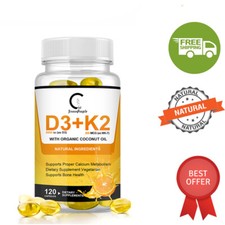 2-In-1 Vitamin K2 D3 Supplement Strong Bones, Mood Support,Immune Health 120Pcs