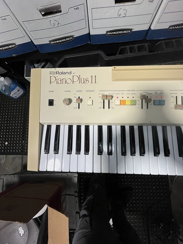 De colección Raro Analógico 1982 Roland Piano Plus 11 Teclado Sintetizador Batería Foto 4 de 4