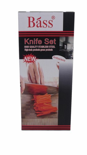 BASS KNIFE BLOCK SET 8 PIECE STAINLESS STEEL WITH ROTATING STAND PATTERN HW214 - Picture 8 of 8