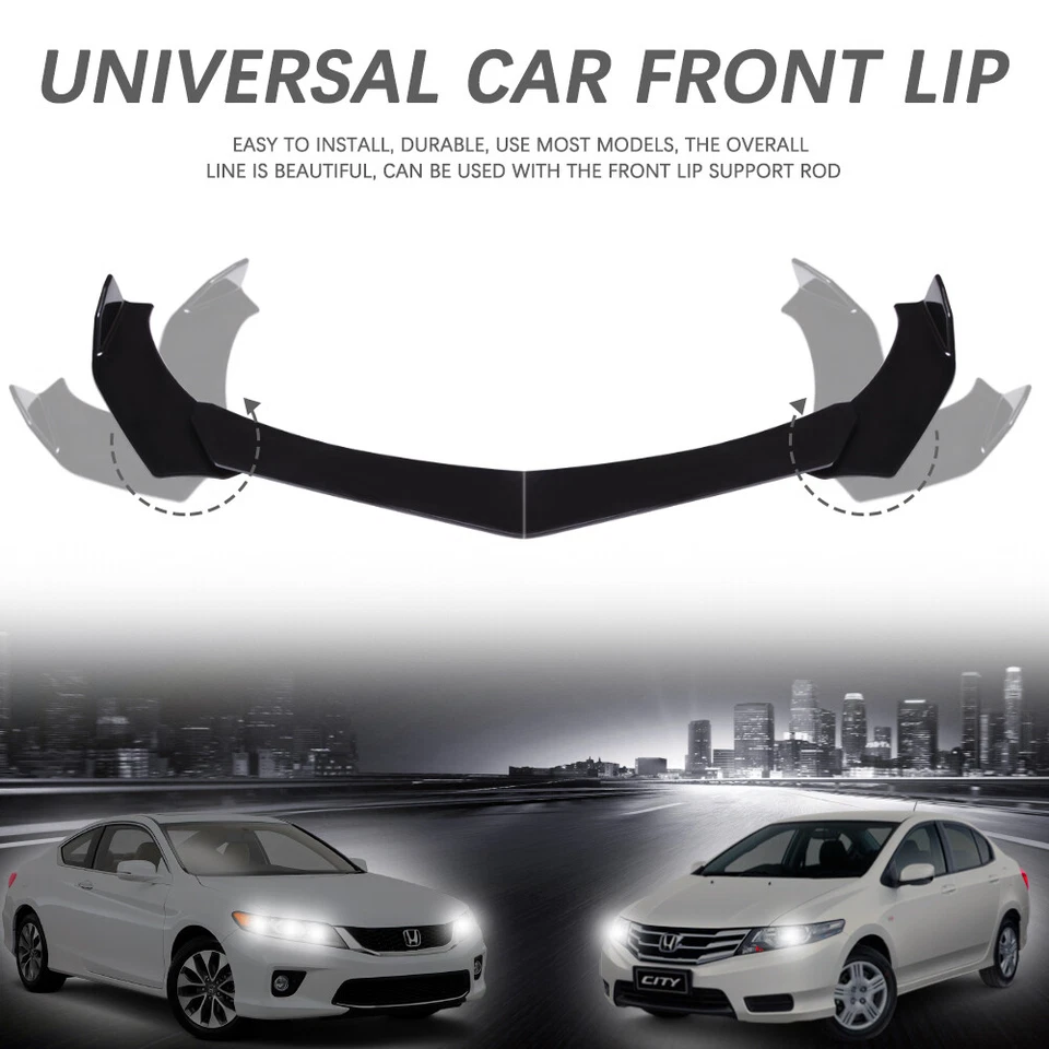 For Chevrolet Malibu Front Bumper Spoiler Lip Splitter Body Kit Glossy Black - Image 4 of 4