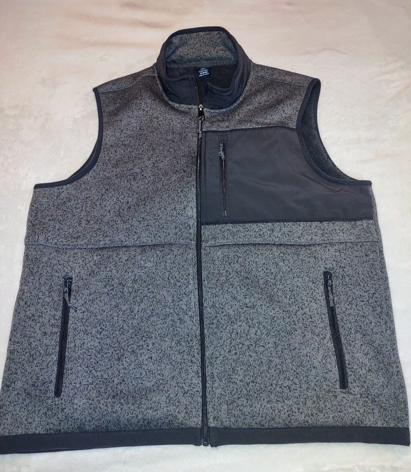 George Men's Sleeveless Full Zip Relaxed Fit Gray Vest Size XL (46-48)