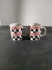2 Vintage 1996 Coca-Cola Coke Checkered Coffee Mugs By Gibson