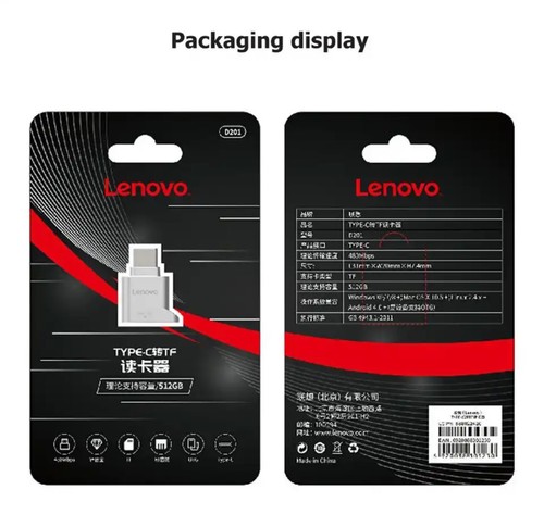 Lenovo Type C Card Reader USB-C TF Micro SD Reader New Sealed