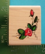 Stampassions ROSE FLOWER CORNER BUDS Rubber Stamp