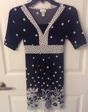Limited Too BLack And White Polka Dot  Floral Girls Dress Size 14
